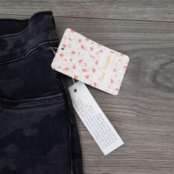 Free People High Waist Camo Denim Skinny Jeans Black Size 28 Regular - Picture 13 of 16